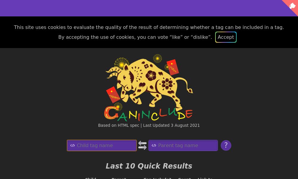 Screenshot of caninclude