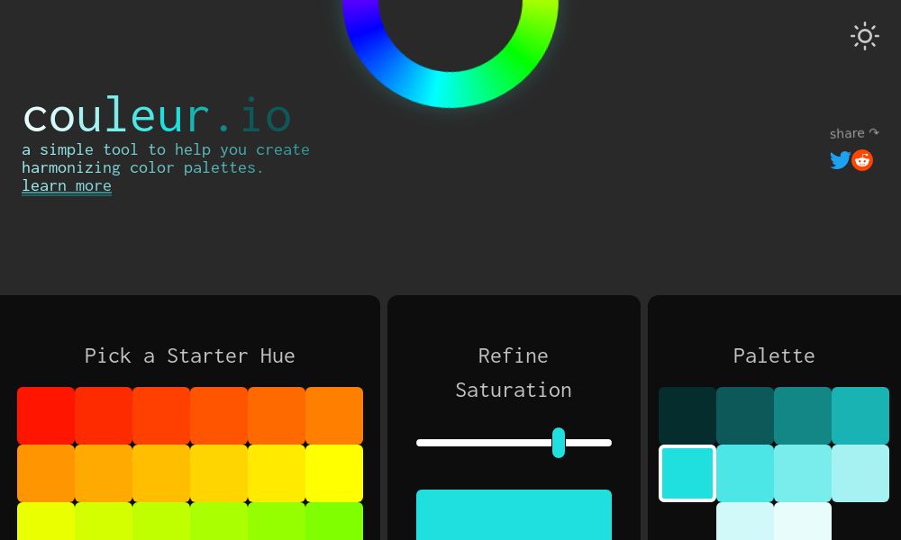 Screenshot of couleur.io