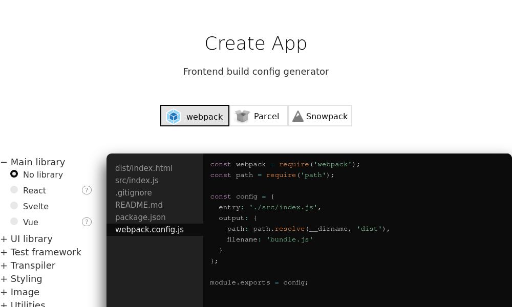 Screenshot of Create App