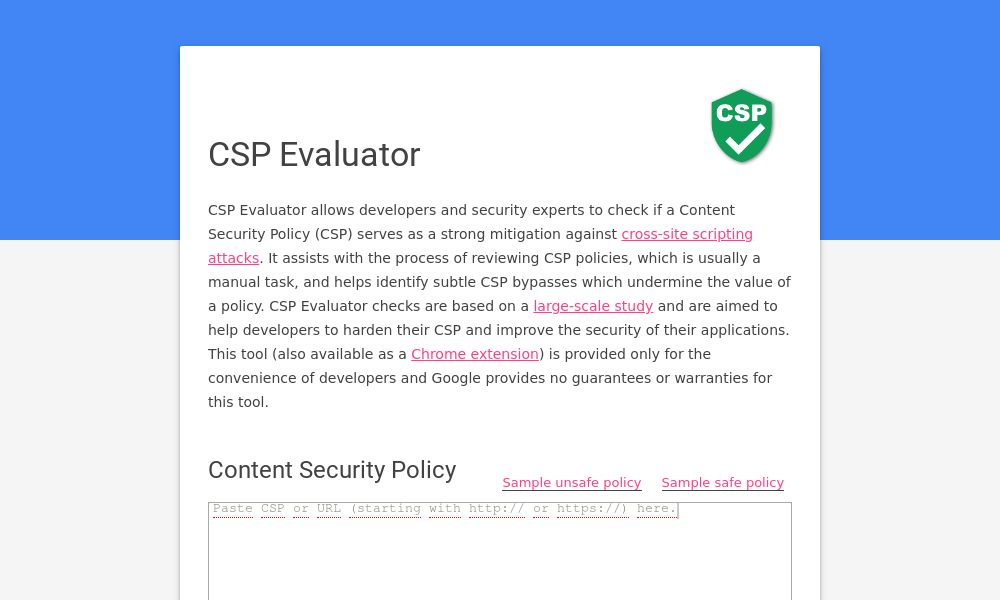 Screenshot of CSP Evaluator