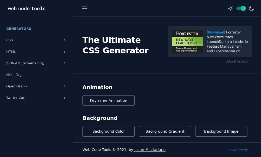 Screenshot of css-generator