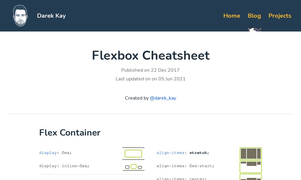 Screenshot of Flexbox Cheatsheet