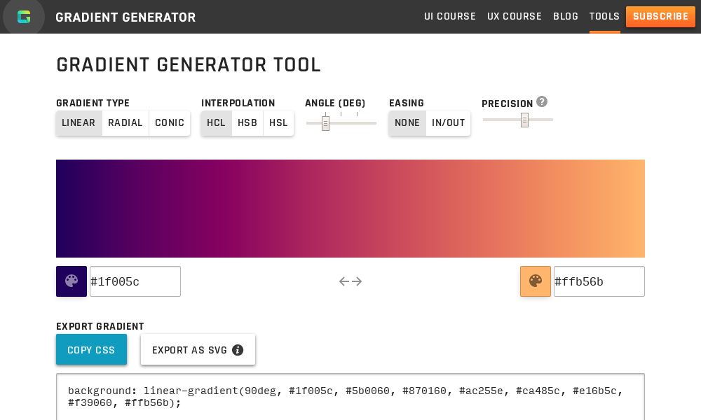 Screenshot of Gradient Generator