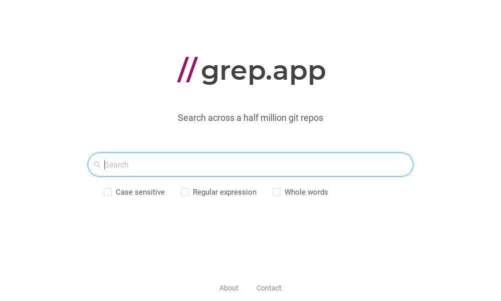 Screenshot of grep.app