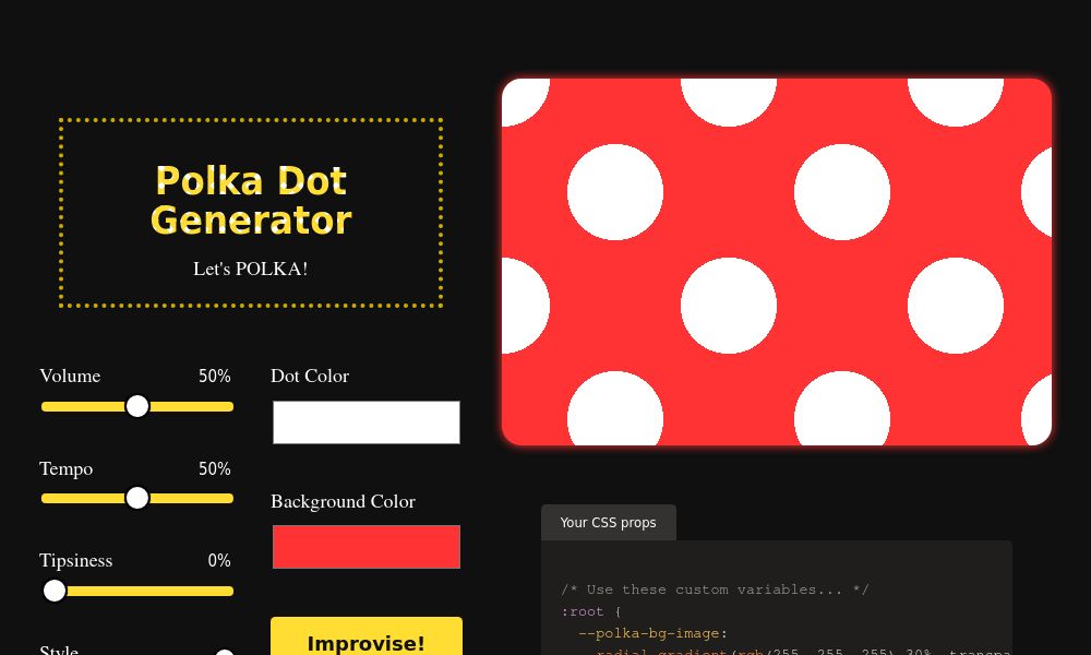 Screenshot of Polka Dot Generator