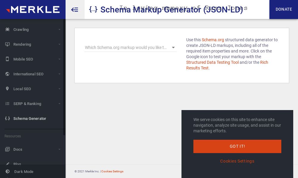 Screenshot of Structured Data Schema Generator