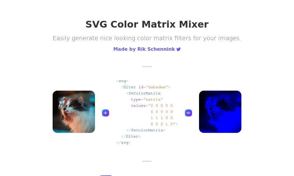 Screenshot of SVG Color Matrix Mixer