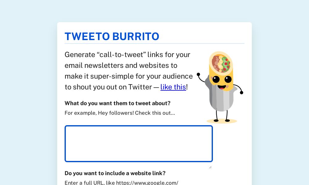 Screenshot of Tweetto Burrito
