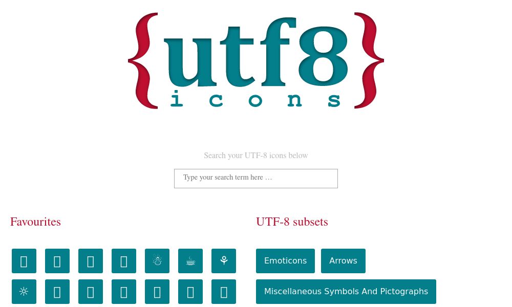 Screenshot of UTF-8 icons